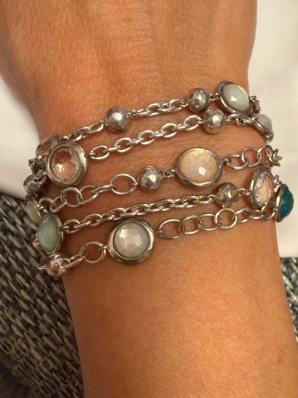 Ippolita Rock Candy Multi Strand Sterling Silver Gemstone 925 Bracelet w Toggle